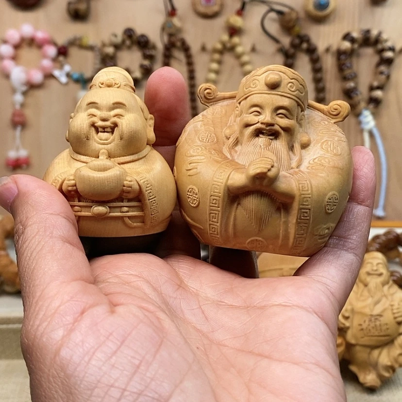 【闪购商品】木黄**姐财神组合桧木和小叶黄杨木