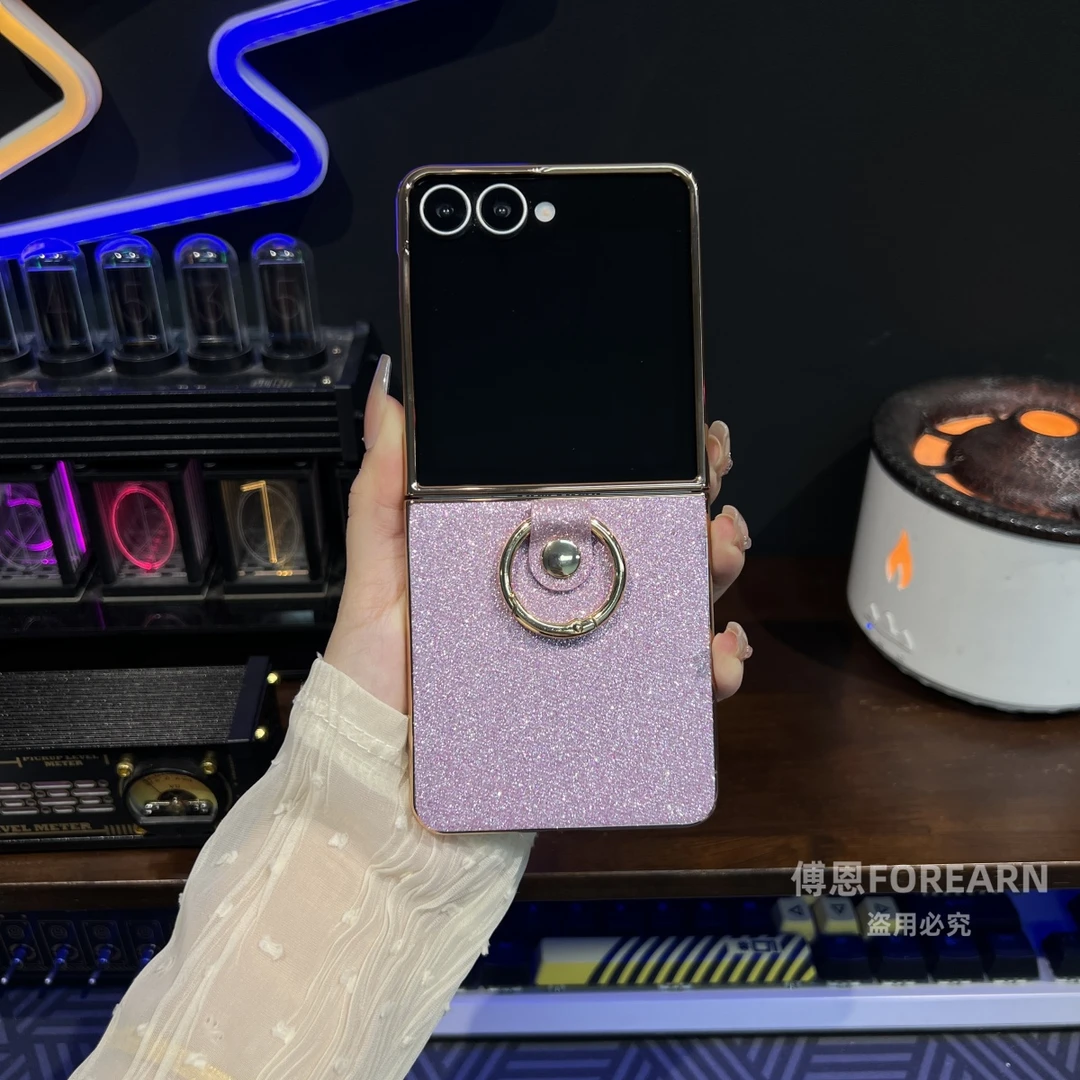 适用于三星flip7手机壳新款zflip7折叠屏女保护套指环扣闪粉超薄