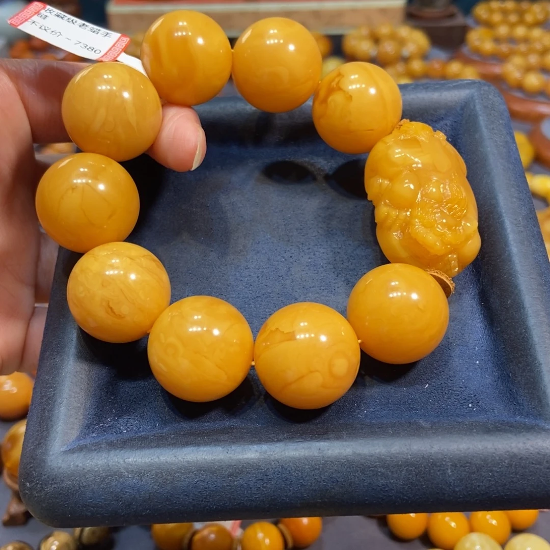 上***人手链琥珀未镶嵌蜜蜡