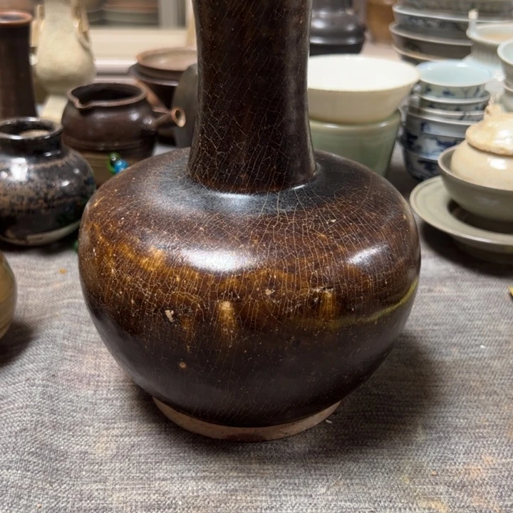 黑釉瓶品相完整包邮江*