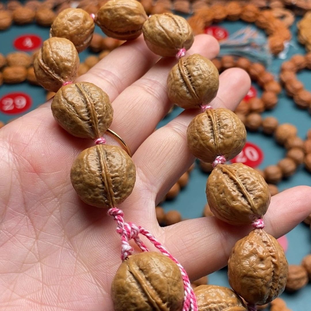 周***木文玩核桃手串15尺寸异型微瑕