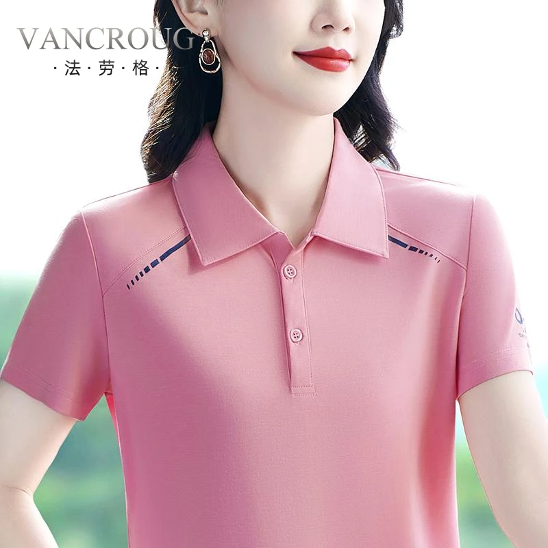 法劳格高端短袖t恤女夏季新款时尚洋气妈妈宽松纯欲慵懒风女装T恤