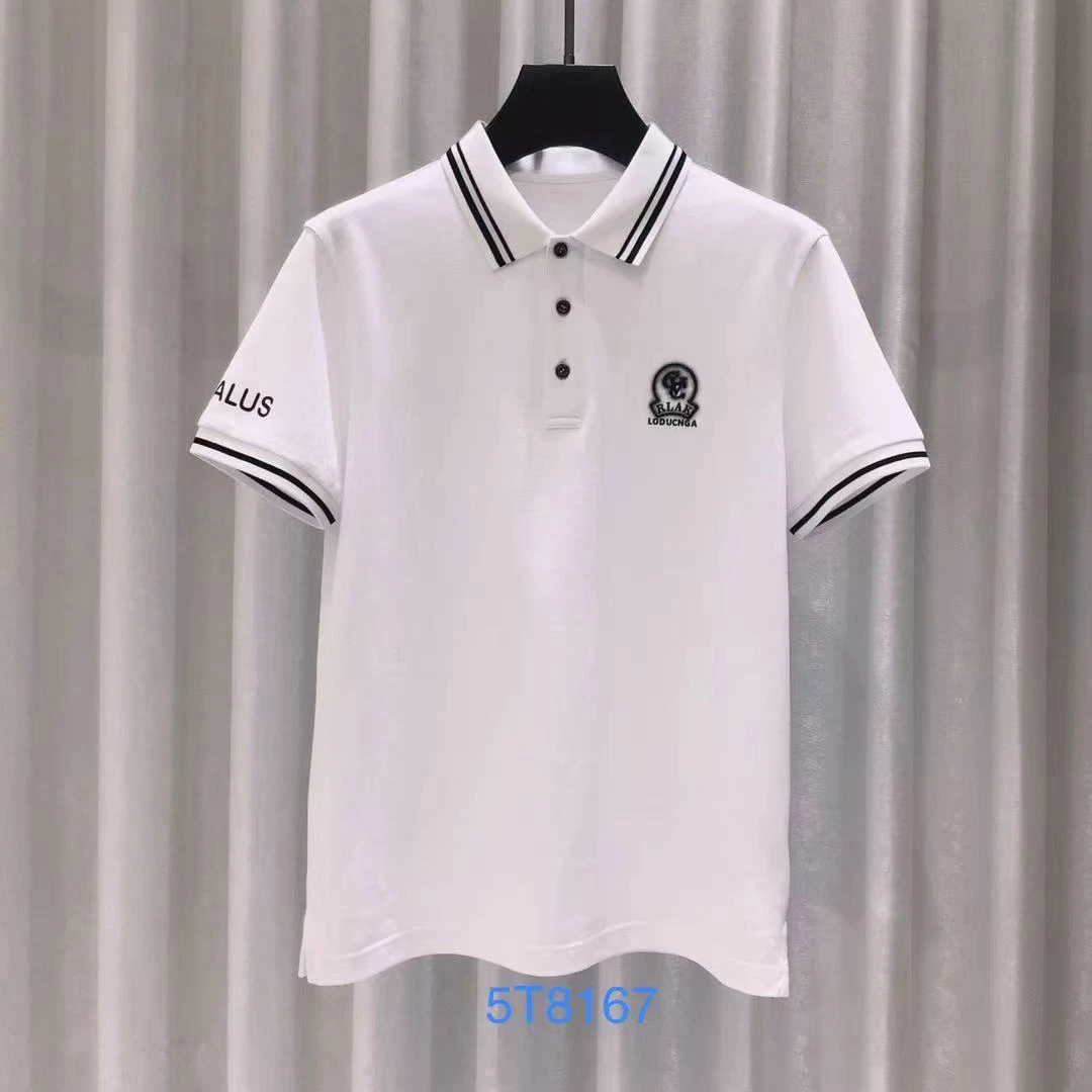 欧品男士夏季新款刺绣翻领潮流时尚休闲春夏纯色POLO衫 8167