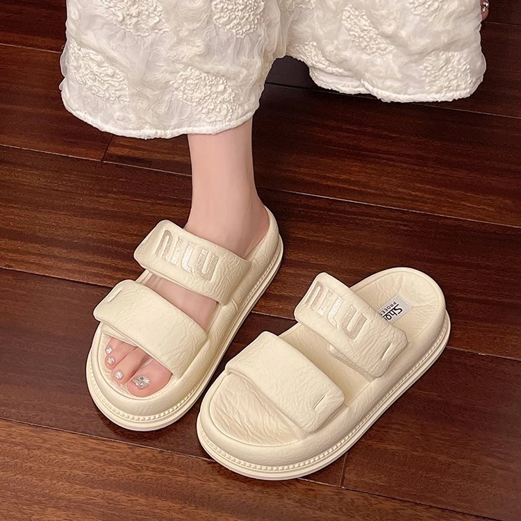 魔术贴厚底拖鞋女夏外穿2025年新款韩版时尚休闲踩屎感一字凉拖鞋