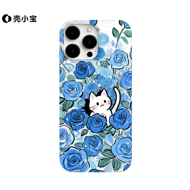 蓝玫小猫适用苹果16pro手机壳15promax可爱14/13/12小米/华为oppo