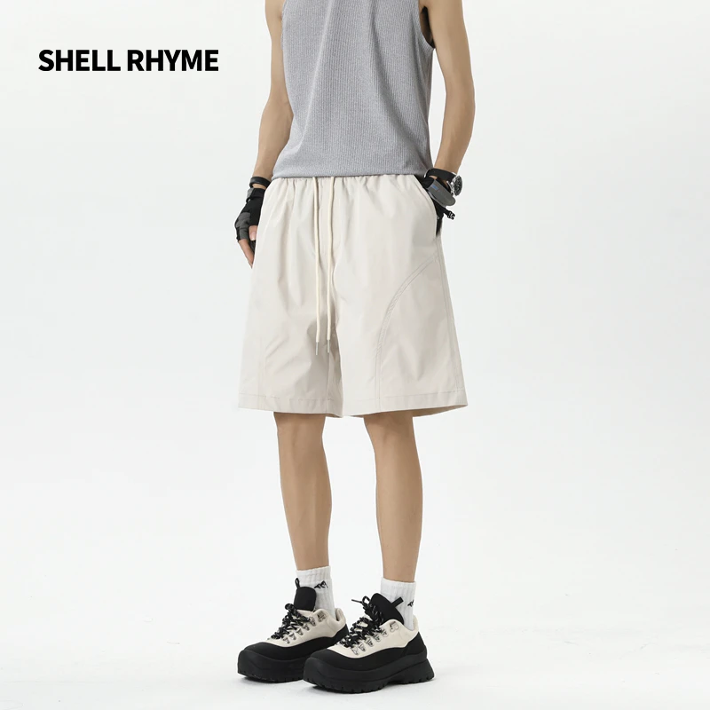 SHELL RHYME美式斜切速干工装短裤男夏季新款宽松直筒五分冰丝裤