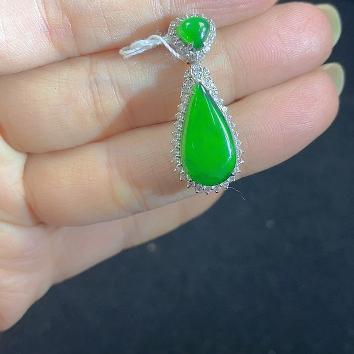 翡翠银S925镶嵌吊坠(不含链)