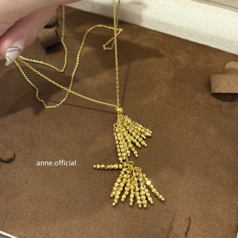 铜合金项链 火树金花流苏文艺知性可抽拉项链【X837】