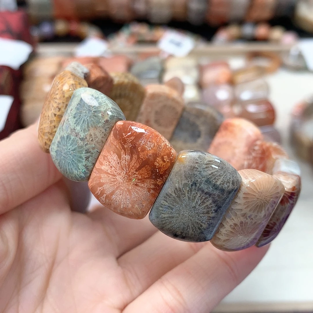 硅化珊瑚（珊瑚玉）手链未镶嵌清****洛079