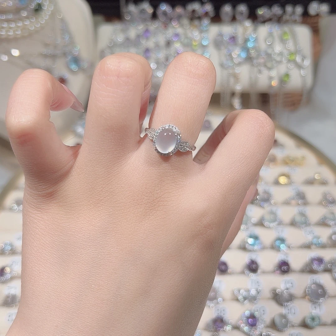 ****柒蛇纹石玉银S925镶嵌戒指