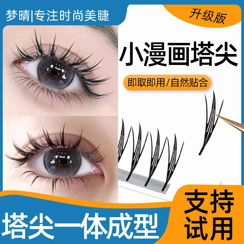 轻奢小漫款画塔尖睫毛嫁接羽翼山茶花神湿睫毛雨衣新款美睫店专用