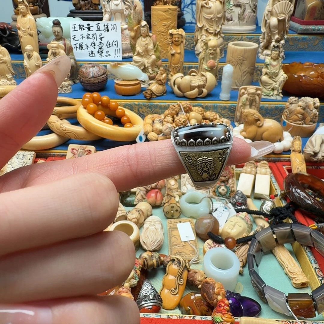 旗***生玛瑙/玉髓银S925镶嵌戒指22222222222