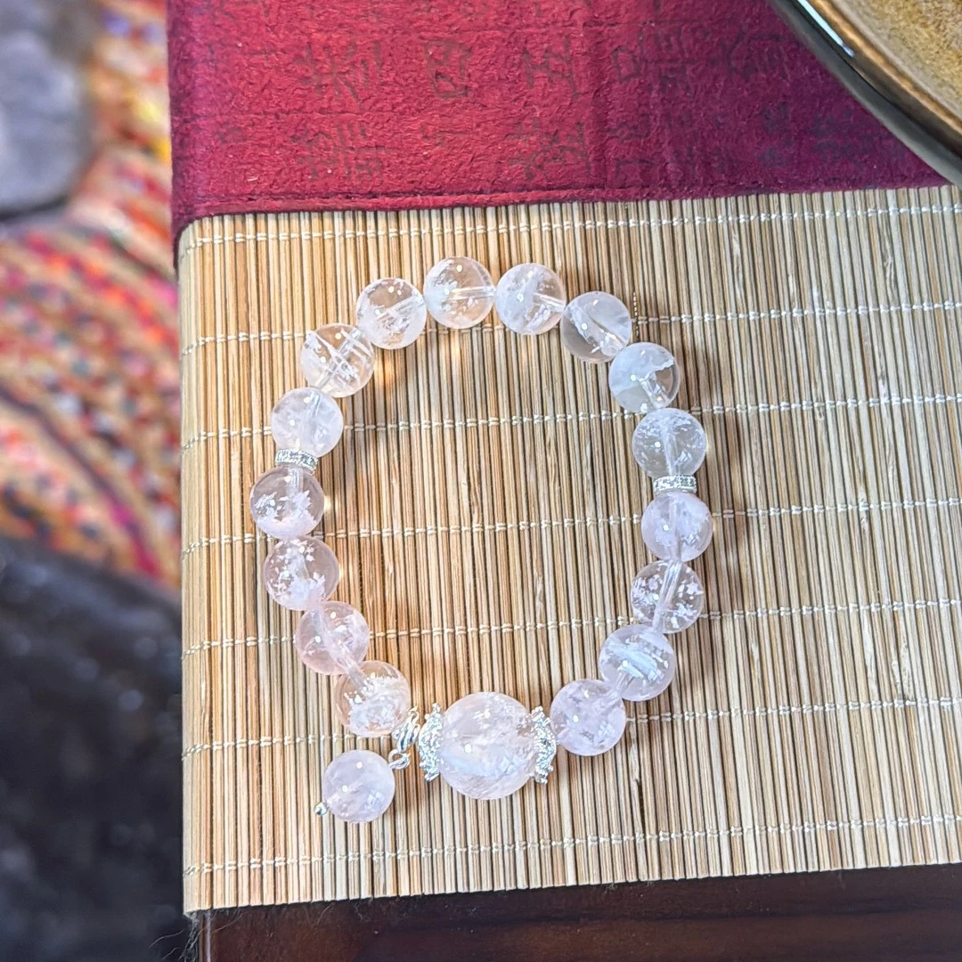 新款雪花白粉幽灵手串