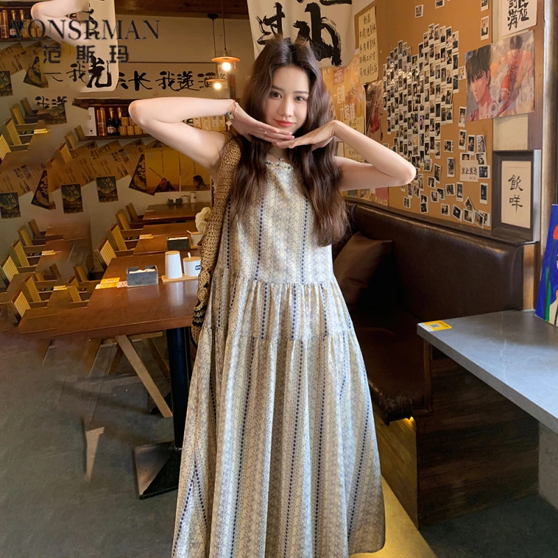 高级感复古气质波西米亚风印花连衣裙女2025夏季新款独 VONSRMAN