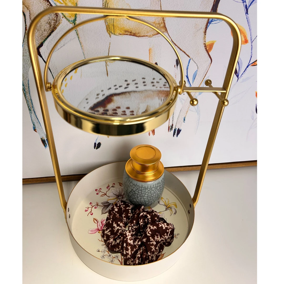 【彩绘收纳化妆镜】19*20*31.5CM 欧式化妆品带镜子收纳架