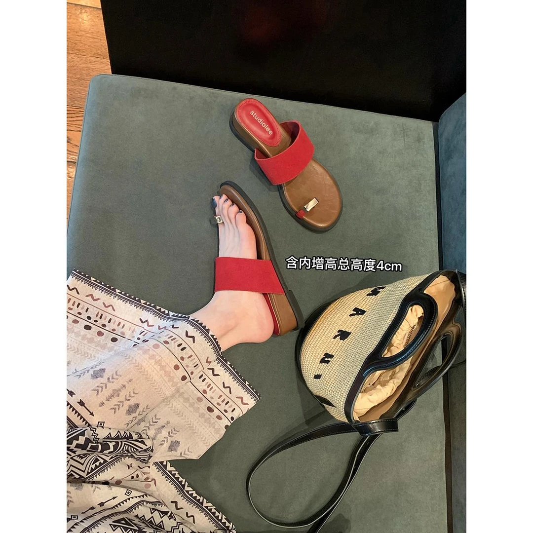 【万达撤柜】葡萄妈studiolee 增高4cm~金属套趾宽一字带外穿平底