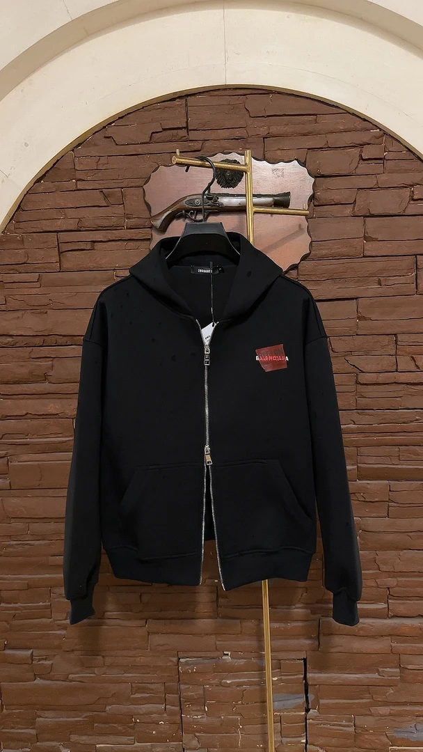 2025冬季宽松连帽秋季秋冬时尚百搭黑色双拉链式微宽松外套925705