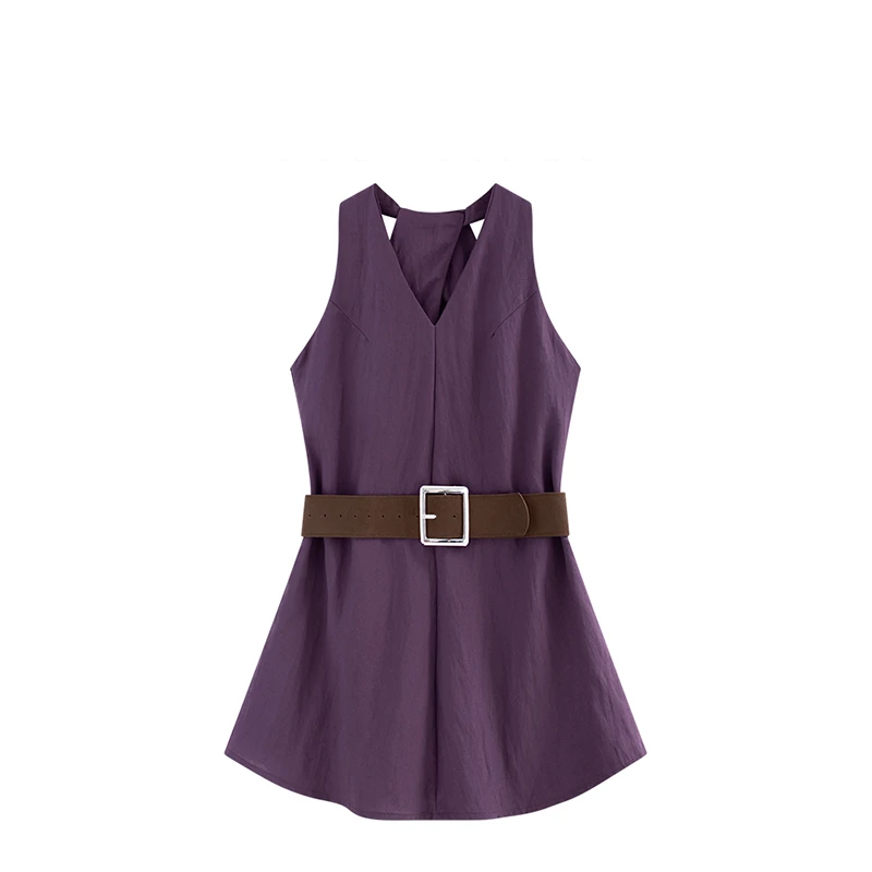 大码胖MM挂脖v领女收腰中长款独特漂亮上衣夏新款露背无袖背心潮