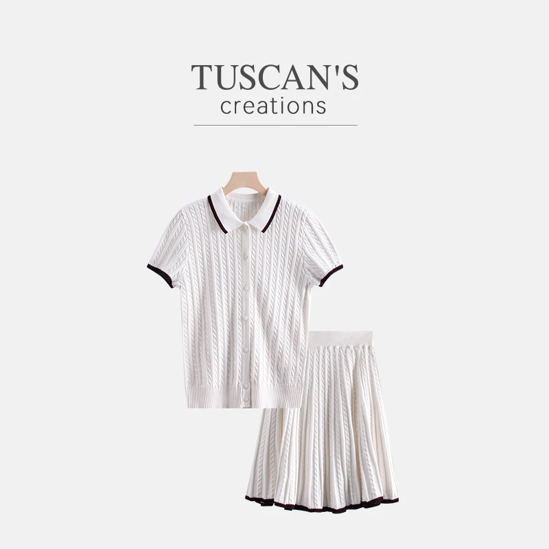 TUSCAN'S CREATIONS开衫款polo短袖T恤短裙少女风气质时尚套装