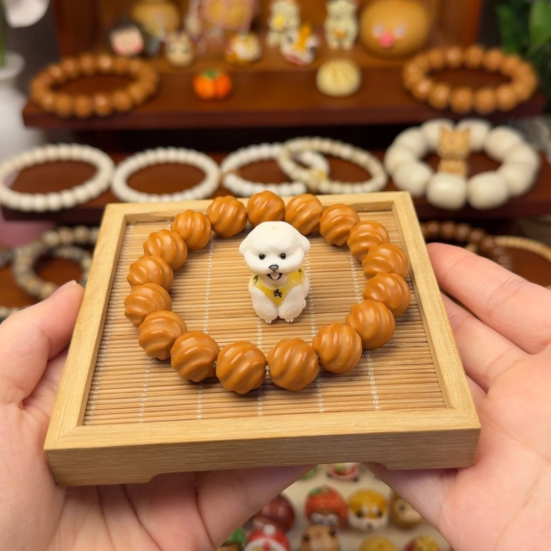 猴头核桃吊坠猴头扭扭珠根付小狗