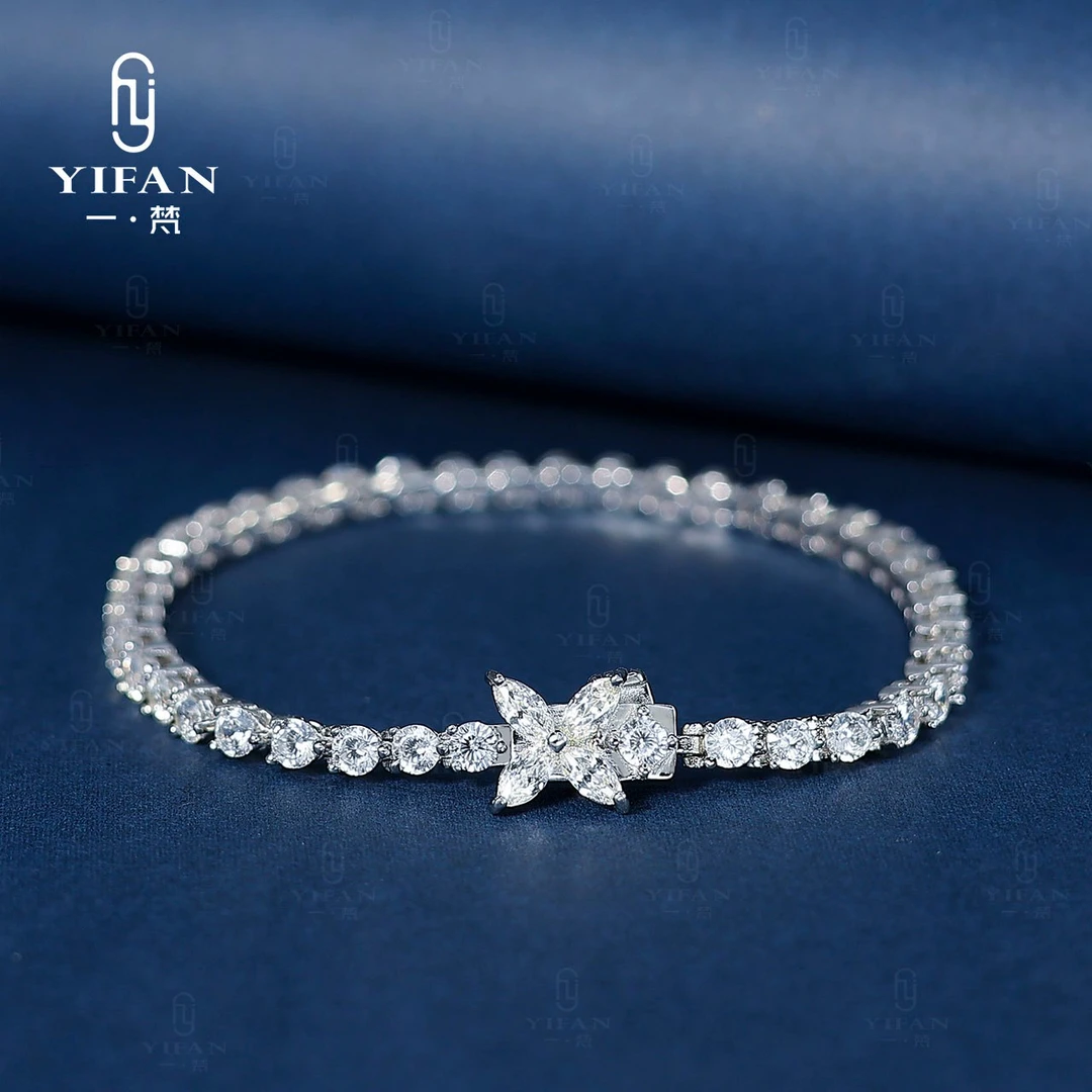 925银合成锆石手链 4007-单花马眼圆钻镶嵌弹簧扣时尚轻奢手链