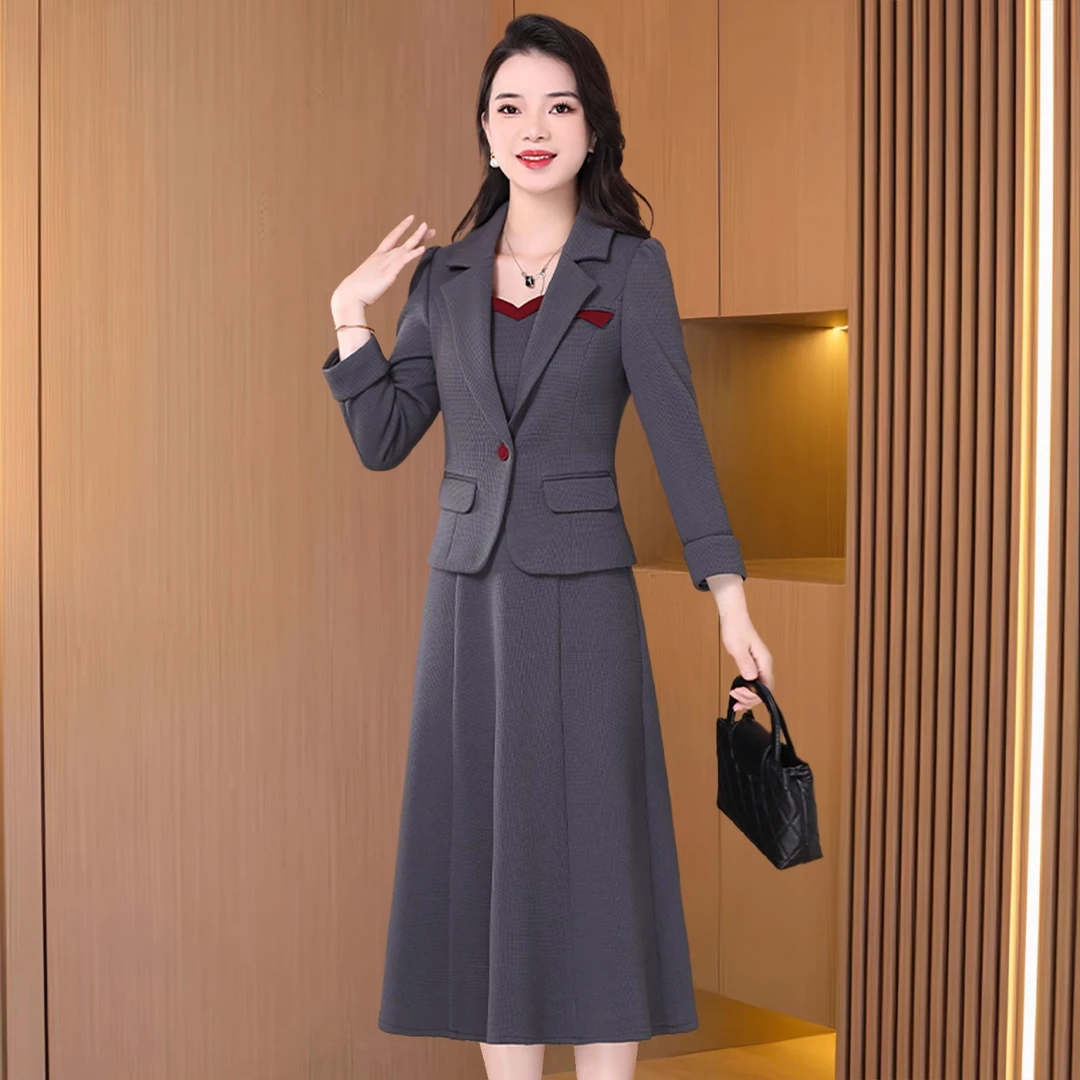 【两件套】21462梦晚秋季新款优雅时尚气质洋气休闲修身显瘦套裙