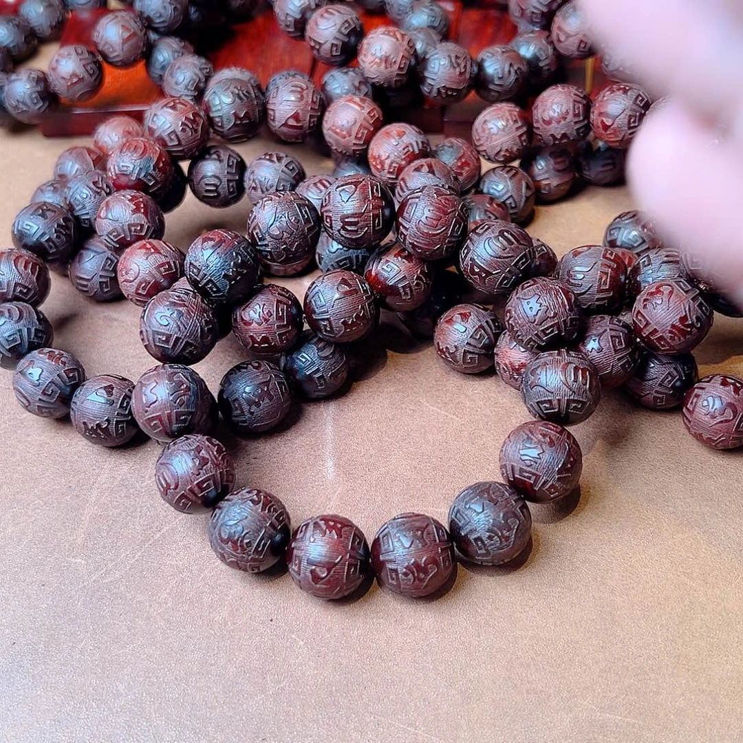 手串/手链小叶紫檀1.5雕刻珠