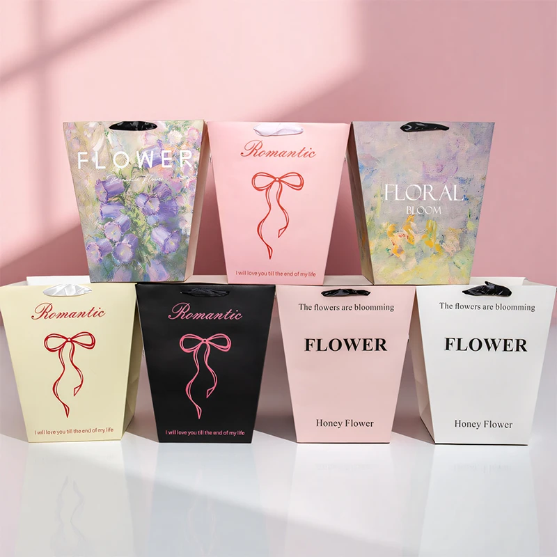 大号梯形方形长方形鲜花手提袋手拎袋抱抱袋鲜花资材包装纸梯形袋