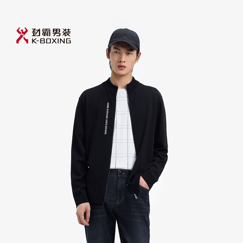 劲霸男装春季立领干净简约时尚百搭通勤时尚休闲针织衫┃VYXE1321