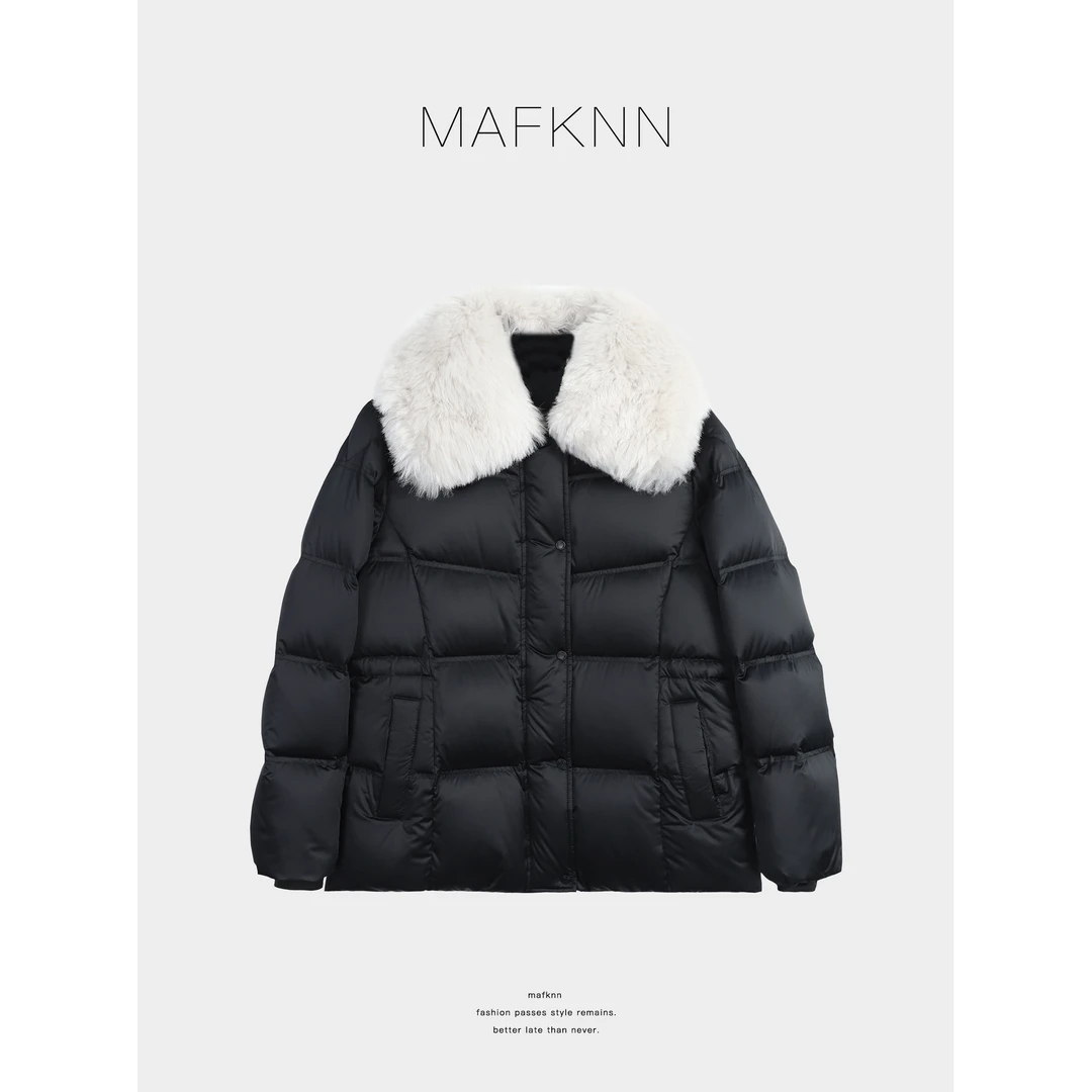 MAFKNN/玛肯时尚休闲简约纯色百搭90白鹅绒羽绒服MK13930