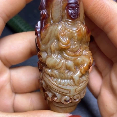 白玉菩提吊坠长*漂摆件