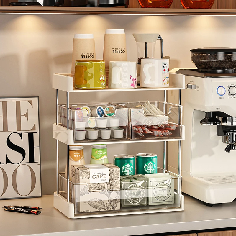 茶包收纳盒茶水间咖啡胶囊水杯架办公室吧台桌面多层零食茶叶整理