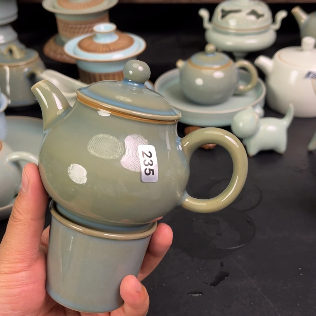 【闪购商品】噜***啦汝瓷手工壶天蓝