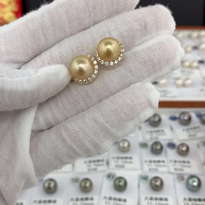 耳饰海水珍珠未镶嵌金珠耳钉