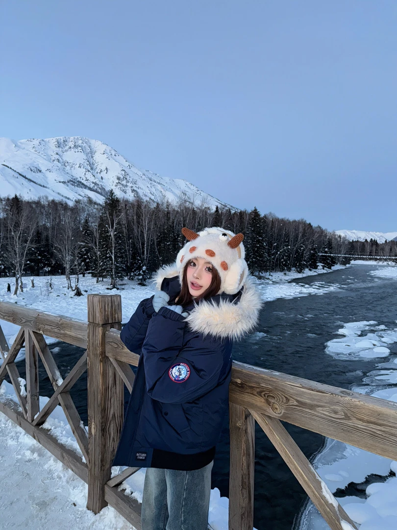 AMER国潮原创冬季加厚派克服毛领棉服拉链连帽棉服