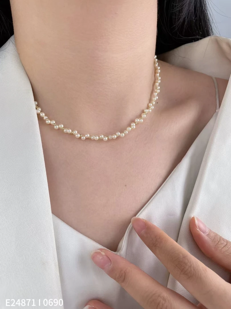 铜合金仿珍珠项链 铜合金仿珍珠项链波浪小米珠甜美清新优雅气质