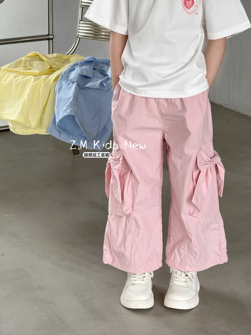 【蝴蝶结工装裤】2025女童夏季休闲裤超薄防蚊裤儿童工装裤N-65098