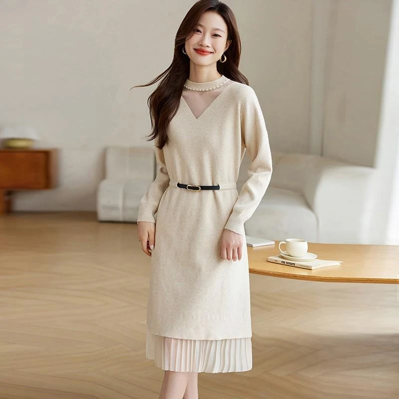 配大衣的内搭毛衣裙女款秋冬2024新款爆款中长款羊毛打底连衣裙子