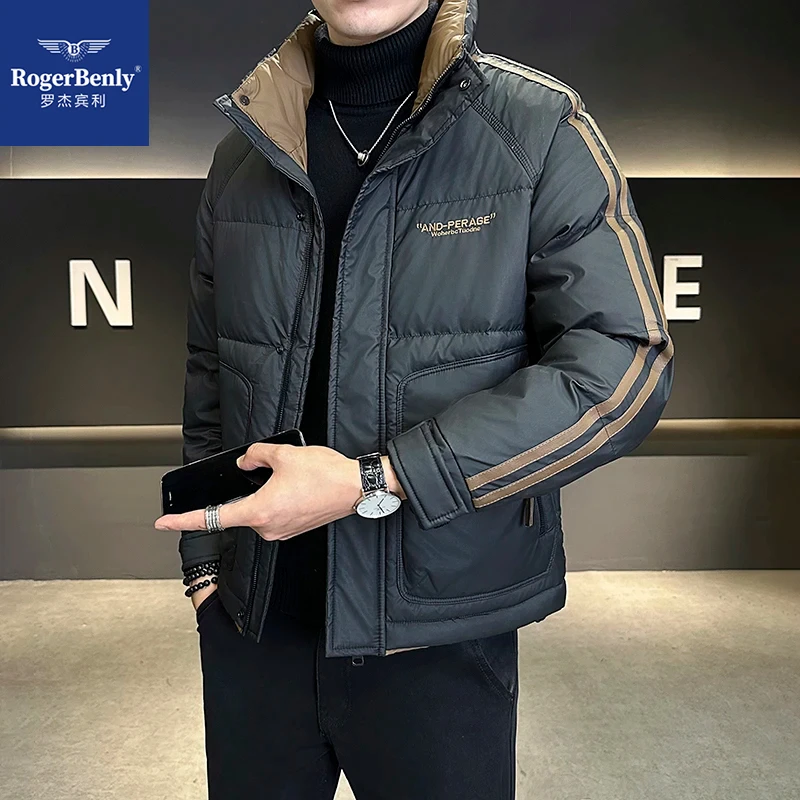 罗杰宾利男士羽绒服冬季新款立领百搭防寒保暖外套潮款866628