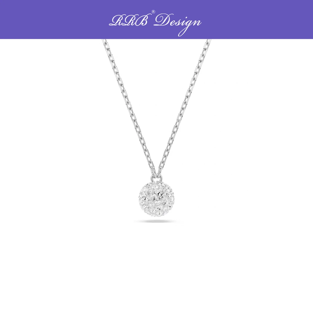 铜合金玻璃吊坠 RRB Design「星芒球」定制铜镀白金水钻项链锁骨链