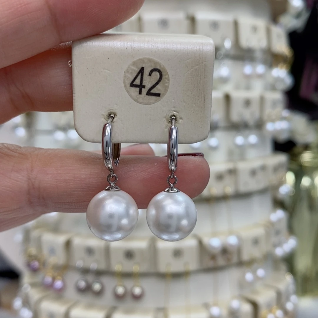 银S925镶嵌淡水珍珠耳饰