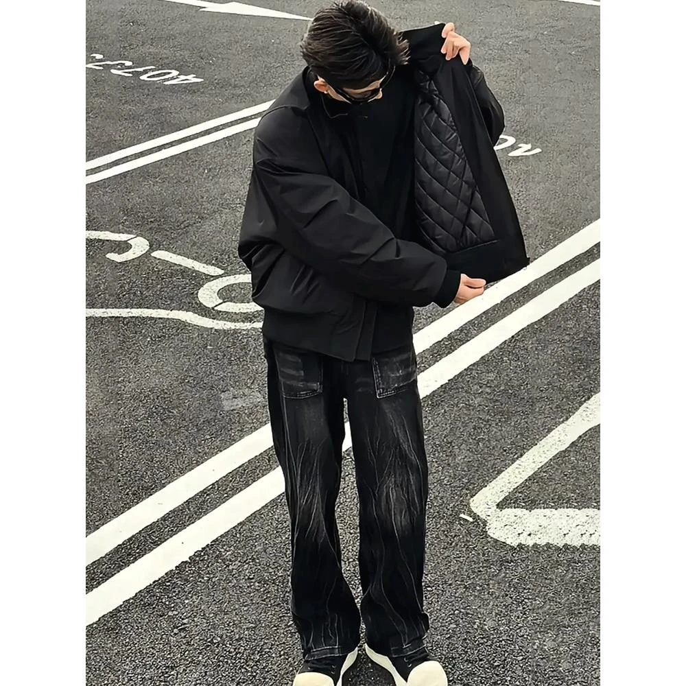 美式飞行夹克棉服男款冬季夹棉加厚保暖棉衣cleanfit短款廓形外套