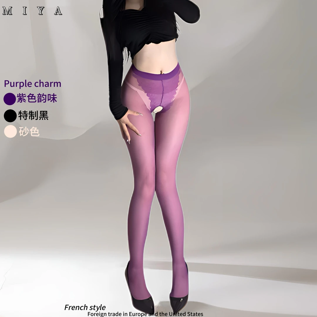 恋花·紫色丝袜性感玫瑰蝴蝶档2024新款黑丝连裤袜春秋时尚