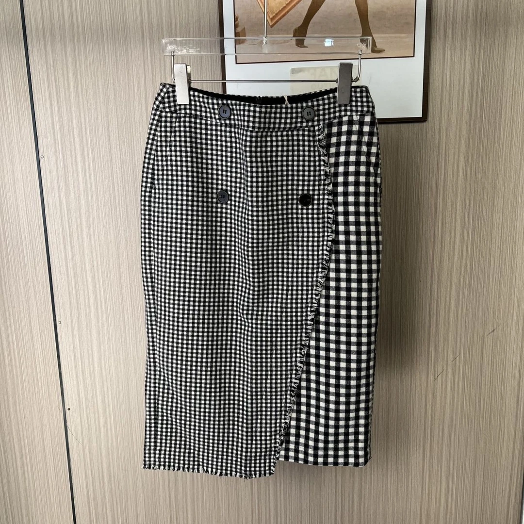 1502撤柜LD春秋季时尚不规则设计款秋冬毛呢半身裙