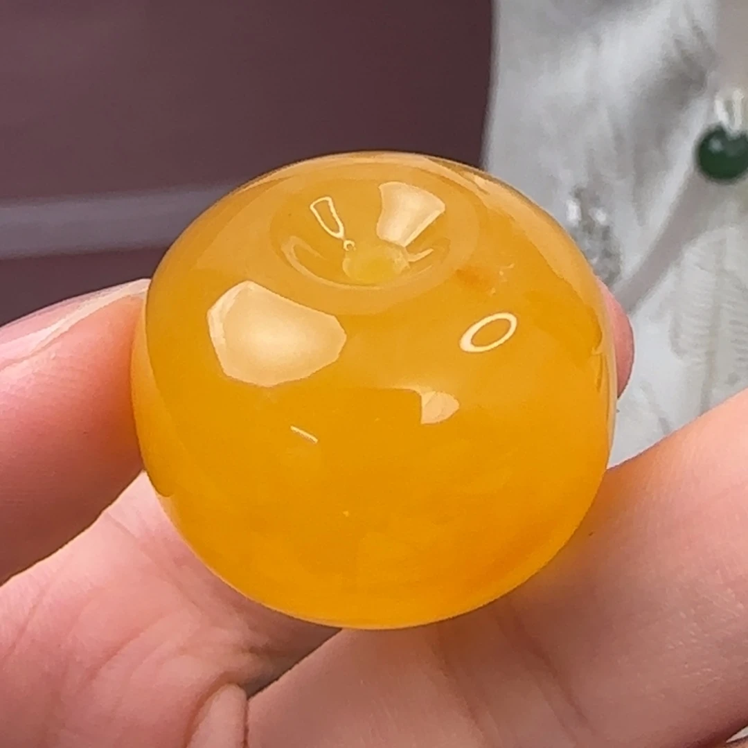 未镶嵌琥珀裸石橘红墩子24直径