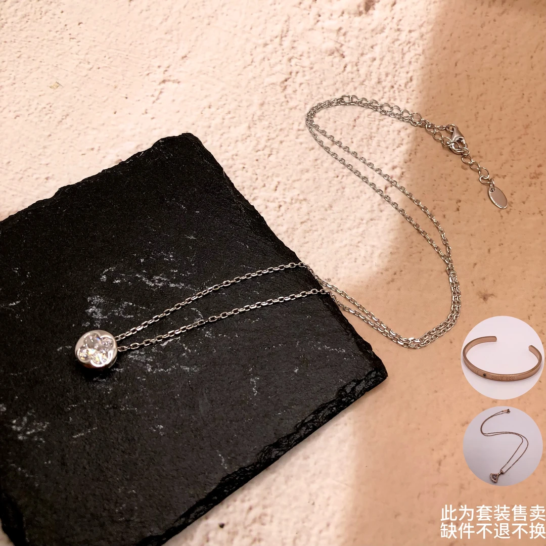 链子925银 【云上叙】莫桑石项链套装-6×6mm-V99975-11（东哥）