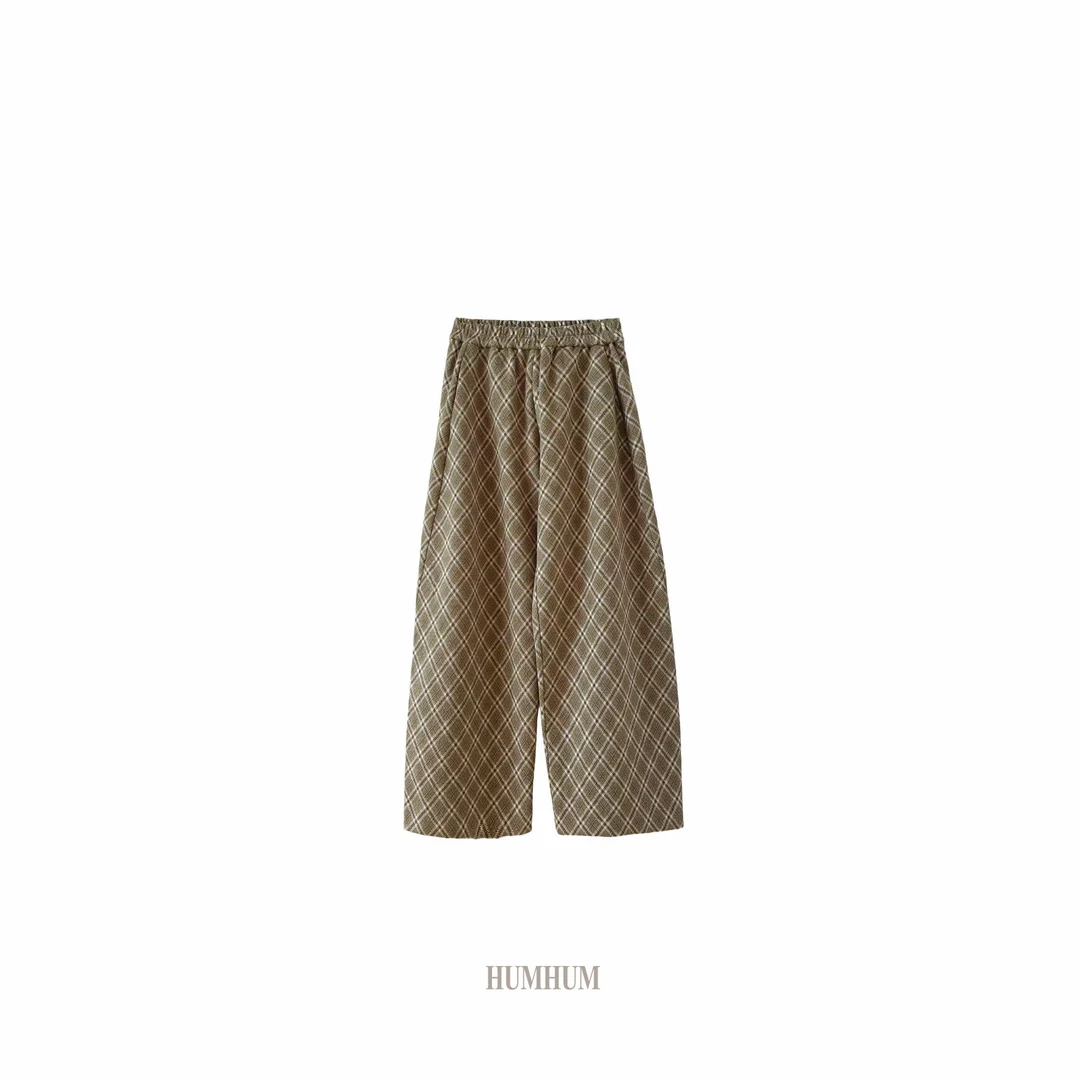 HUMHUM | 秩序暖格纹毛呢镰刀卫裤