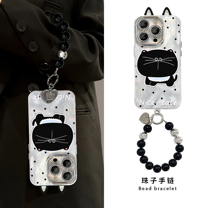 大脸猫适用苹果15华为vivo/oppo小米iPhone16pro精孔羽纱纹手机壳