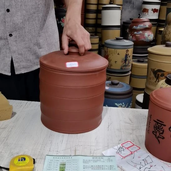 紫砂茶叶罐正品七饼竹节款9823