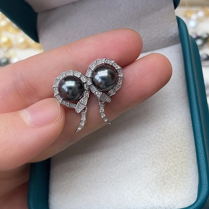 银S925镶嵌海水珍珠耳饰